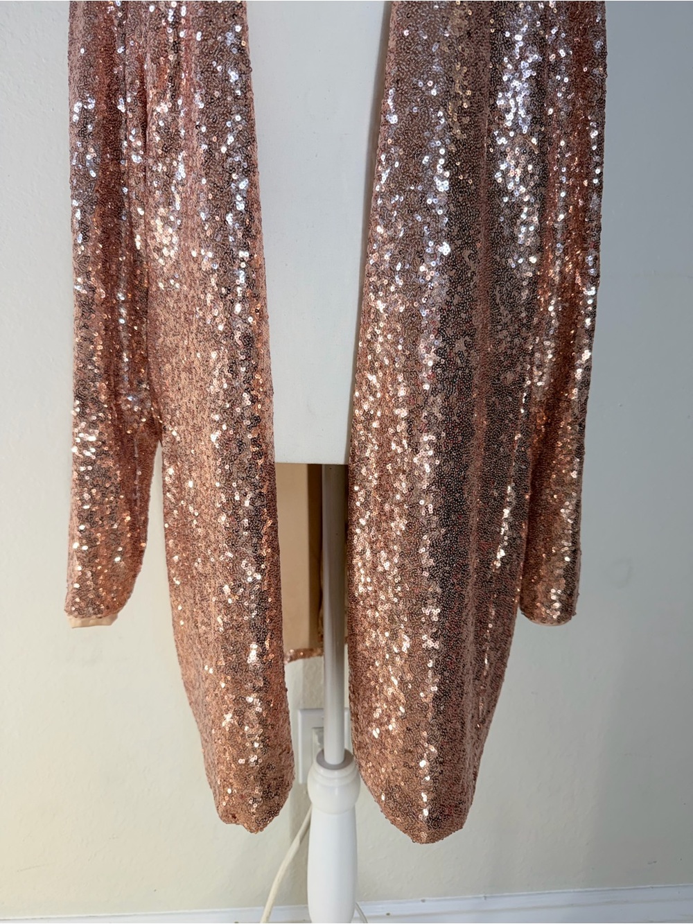 Torrid Women’s Sequin Open Front Duster Cardigan Rose Gold Size 4 - Picture 4 of 16